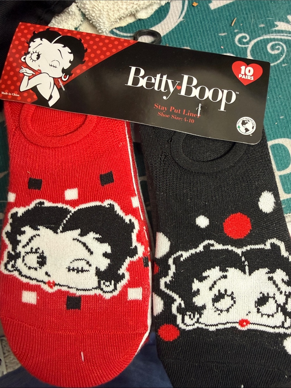 Betty Boop Red & Black No-Show Sock Duo